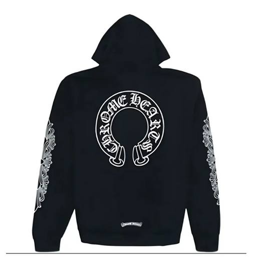 Horseshoe Floral Hoodie Black